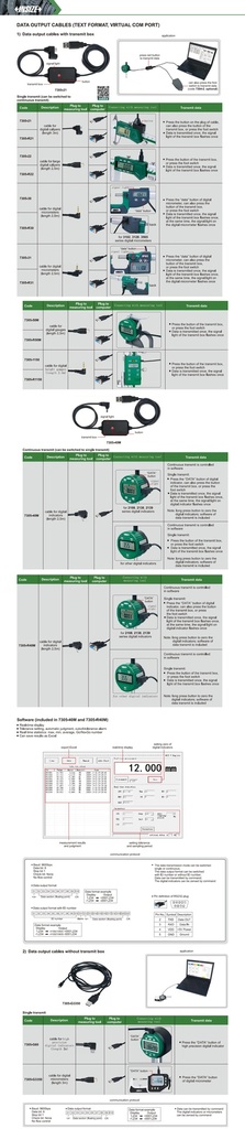 7305-31 DATA OUTPUT CABLE (TEXT FORMAT, VIRTUAL COM PORT, FOR DIGITAL MICROMETERS )  (CAT A) INSIZE