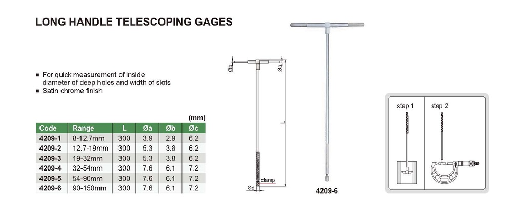 4209-1 LONG HANDLE TELESCOPING GAGE RANGE 8-12.7MM  (CAT A) INSIZE
