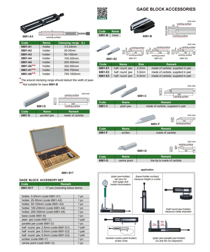 6881-A8 HOLDER RANGE 750-1000MM  (CAT A) INSIZE