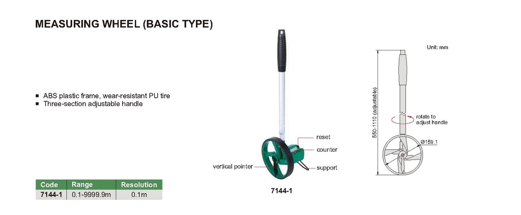 7144-1 MEASURING WHEEL RANGE 0.1-9999.9M READING 0.1M  (CAT A) INSIZE
