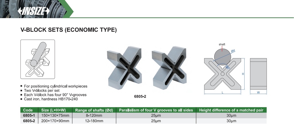 6805-1 V-BLOCK SET RANGE 8-120MM  (CAT A) INSIZE