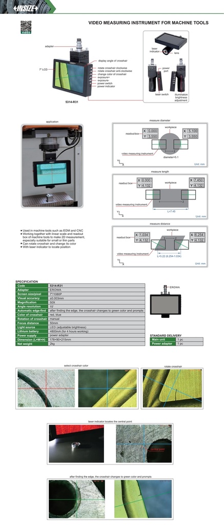 [5314-R31] 5314-R31 VIDEO MEASURING INSTRUMENT FOR MACHINE TOOL  (CAT A) INSIZE