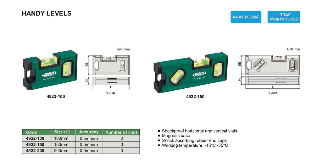 4922-100 HANDY LEVEL RANGE 100MM  (CAT A) INSIZE