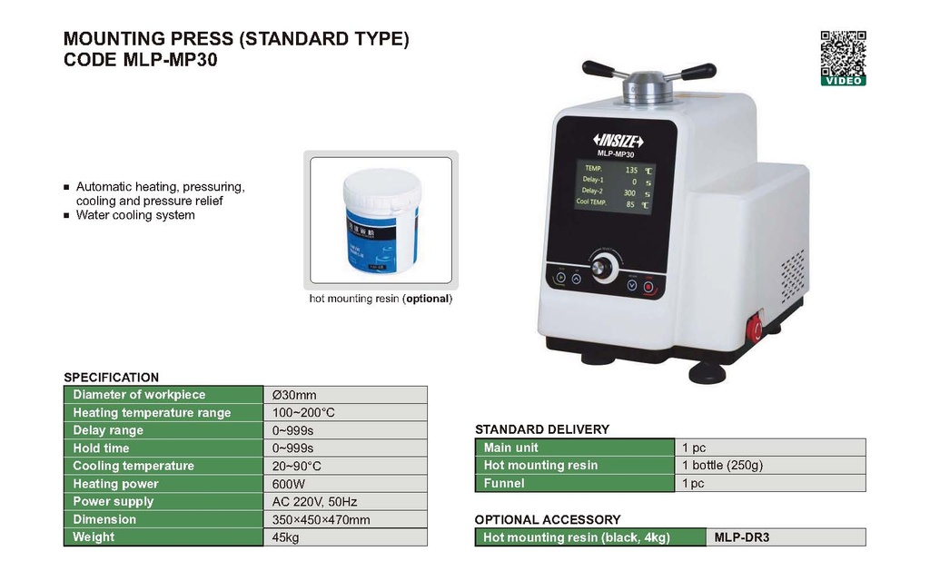 MLP-MP30-U MOUNTING PRESS RANGE Φ30MM  (CAT A) INSIZE