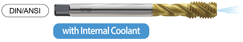 TTS81525IC HSS-PM SYNCHRO SPIRAL FLUTE TAP WITH OIL HOLE TiN COATING M12X1.25 D5 100.0L YG1