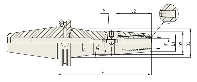 VK062JTW SHRINK FIT HOLDER COOLANT CHANNEL TYPE THICK WALL CAT40AD/B-SFH7/16CTW-6.30 YG1