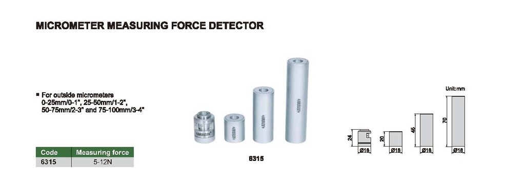 6315 MICROMETER MEASURING FORCE DETECTOR 5-12N  (CAT A ) INSIZE