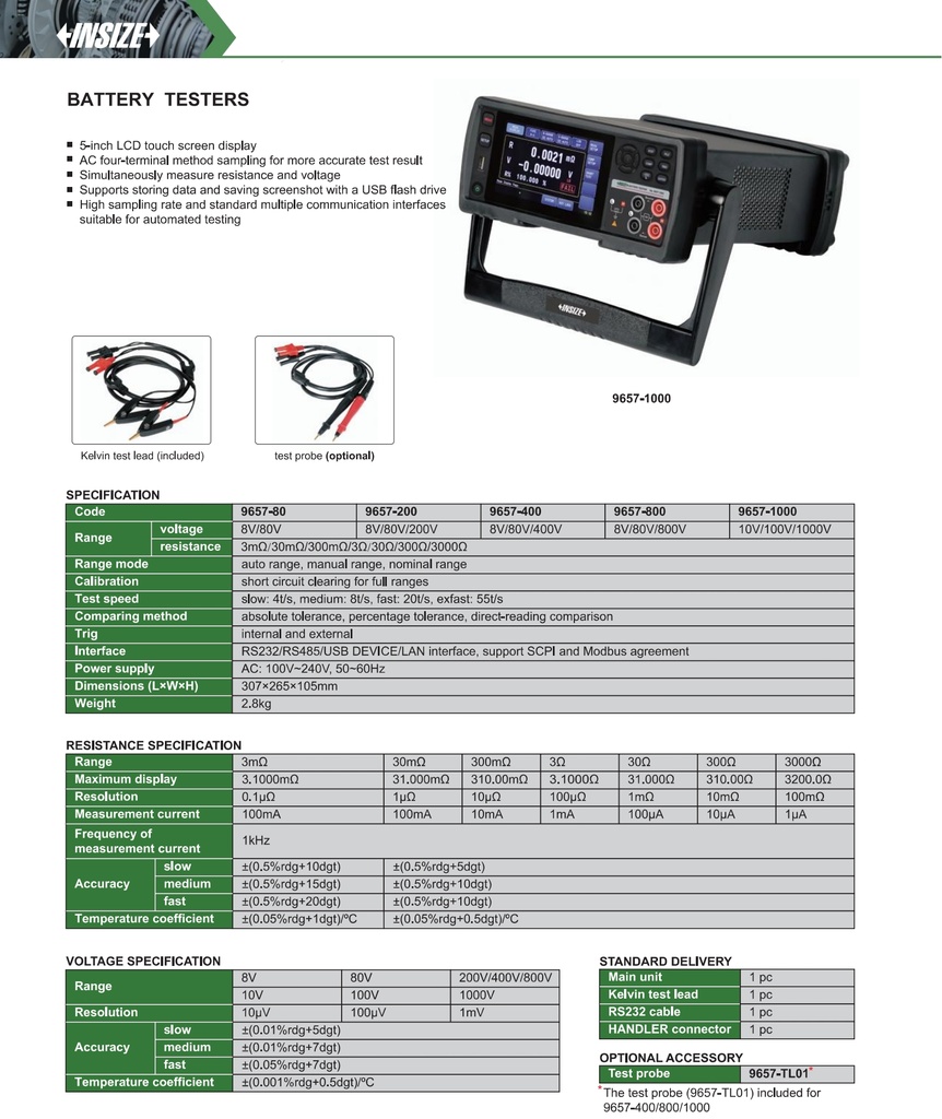 9657-400 BATTERY TESTER   (CAT B ) INSIZE