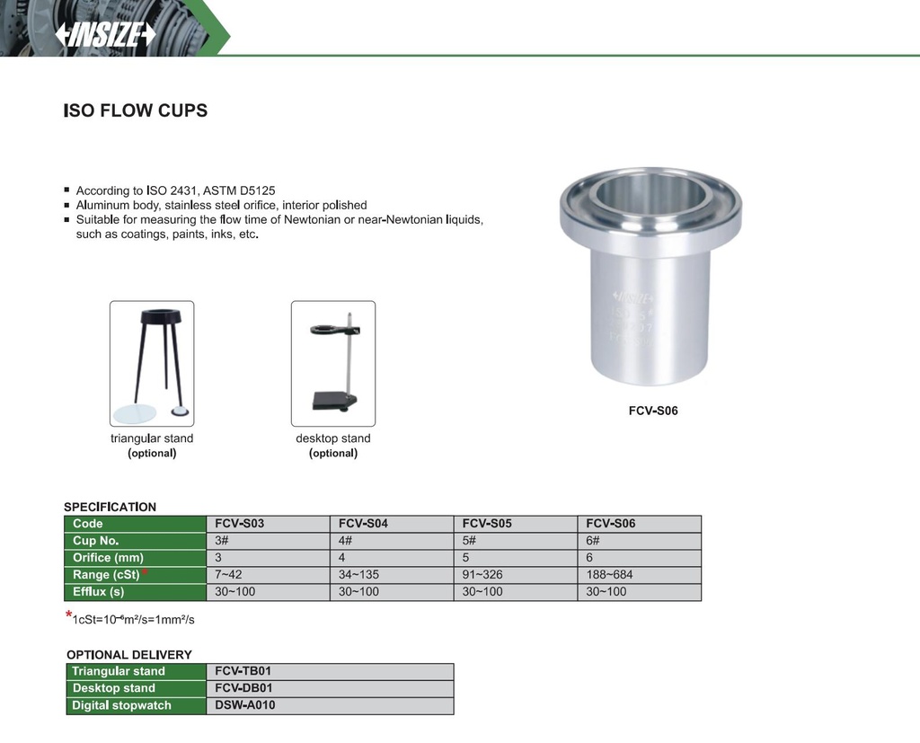 FCV-S03 ISO FLOW CUP 3#  (CAT A ) INSIZE